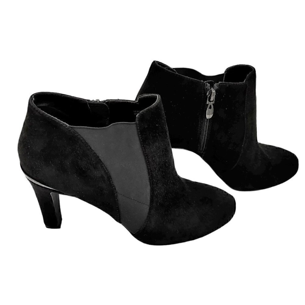 TAHARI Suzi Black Suede Side Zip Ankle Booties 8.5 - Picture 2 of 7